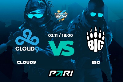 Клиенты PARI ставят на Cloud9 против BIG в ¼ финала Thunderpick World Championship 2023 по CS2