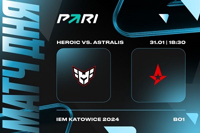 PARI: Astralis победит Heroic в матче на IEM Katowice 2024 по CS2