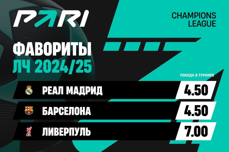 PARI: «Реал», «Барса», «Ливерпуль» и «Арсенал» — главные фавориты Лиги чемпионов в сезоне-2024/25