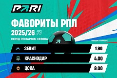 PARI: «Зенит», «Краснодар» и ЦСКА — главные фавориты РПЛ в сезоне-2025/26